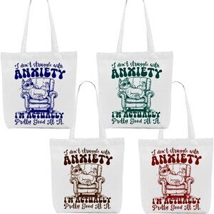 Tote Bag -  Funny Cat Anxiety Mental Health Bag